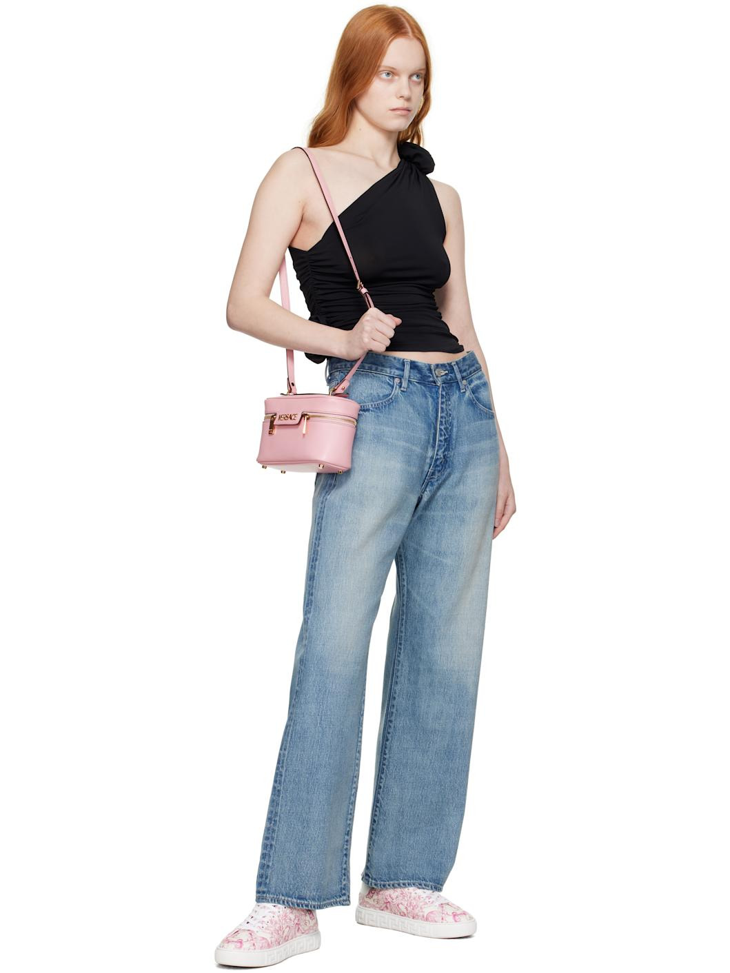 Pink 'Versace' Tag Vanity Bag - 4