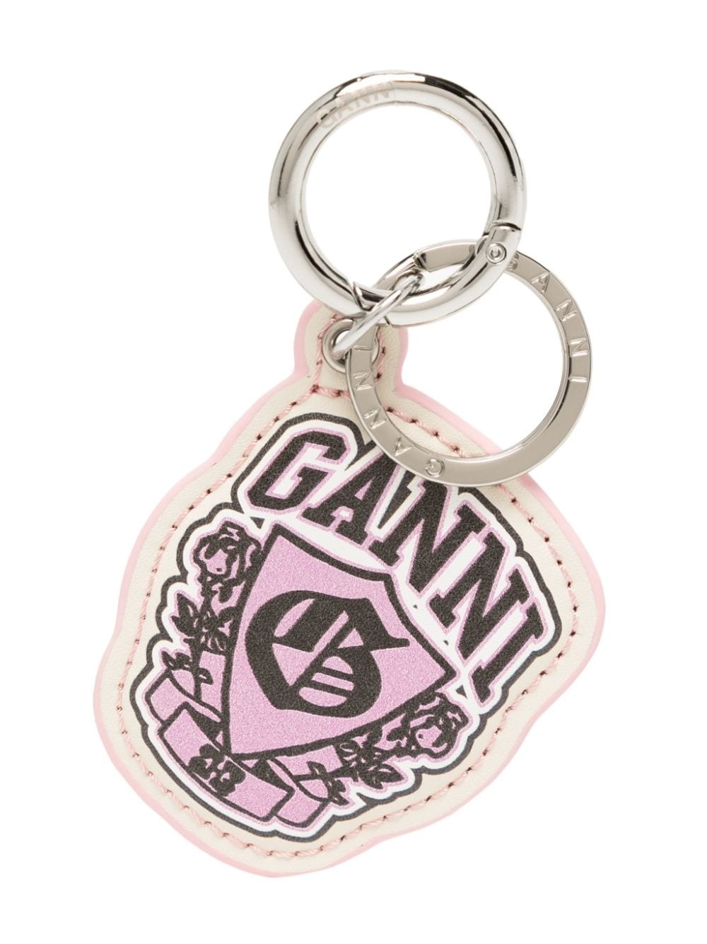 logo-print recycled-leather keychain - 1