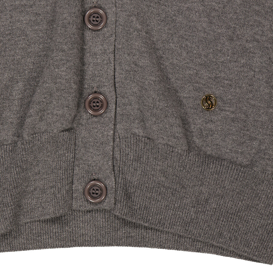 Stella McCartney Grey Iconic Logo Wool Cardigan - 7