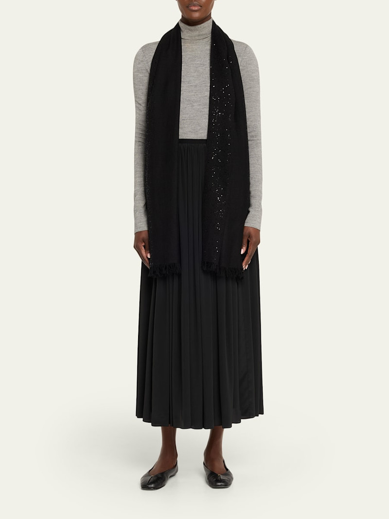 Faliero Sarti New Dalila Colorblock Sequined Wool Silk Scarf outlook