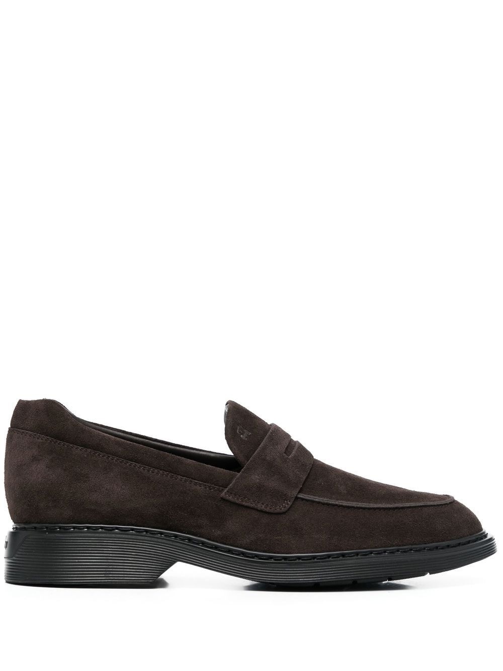 logo-embossed suede loafers - 1