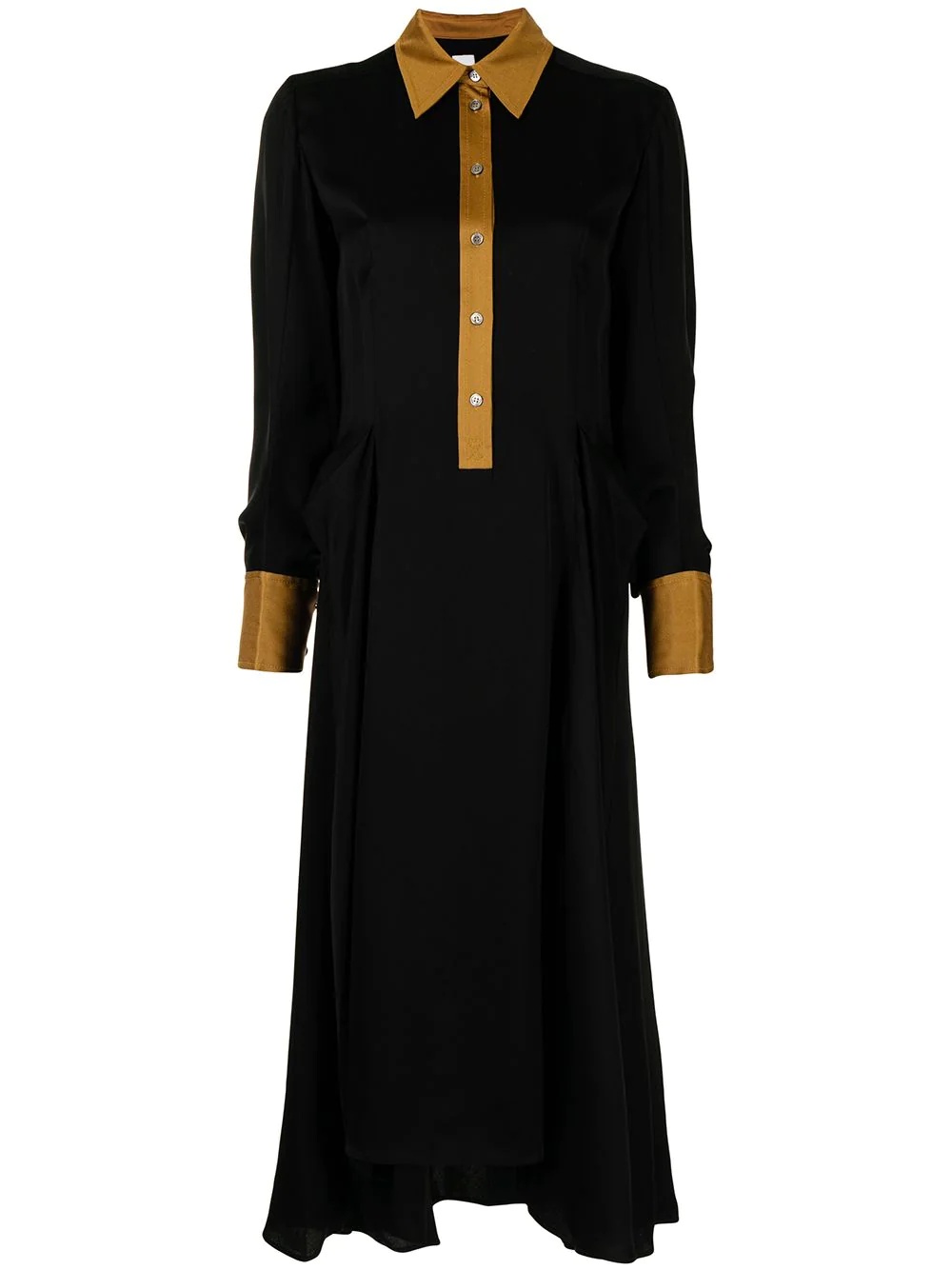 two-tone midi shirt dress - 1