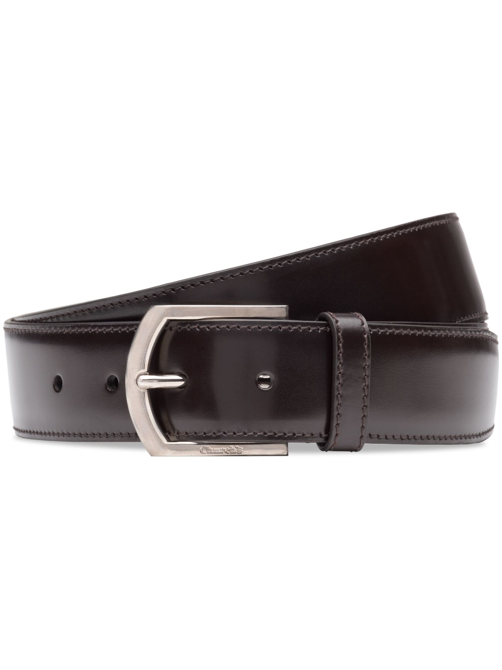 polished buckle-fastening leather belt - 1