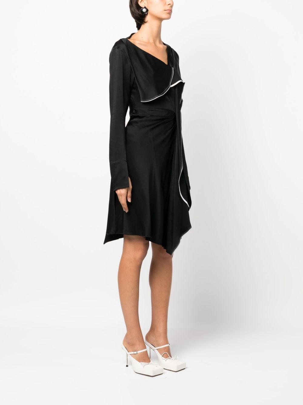 asymmetric draped midi dress - 3