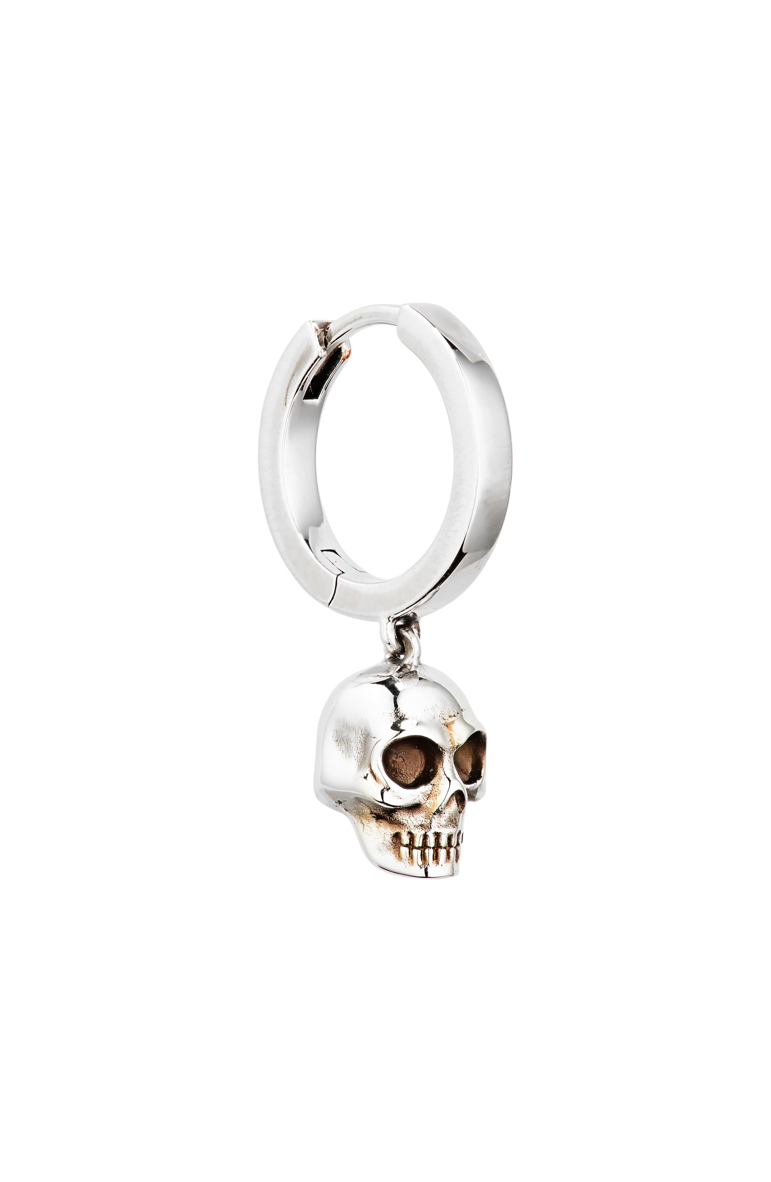 McQueen Skull Hoop Earring in Antique Silver at Nordstrom - 1