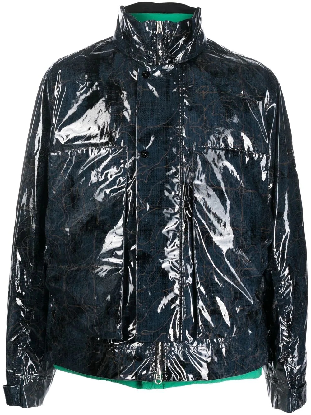 graphic-print layered padded jacket - 1