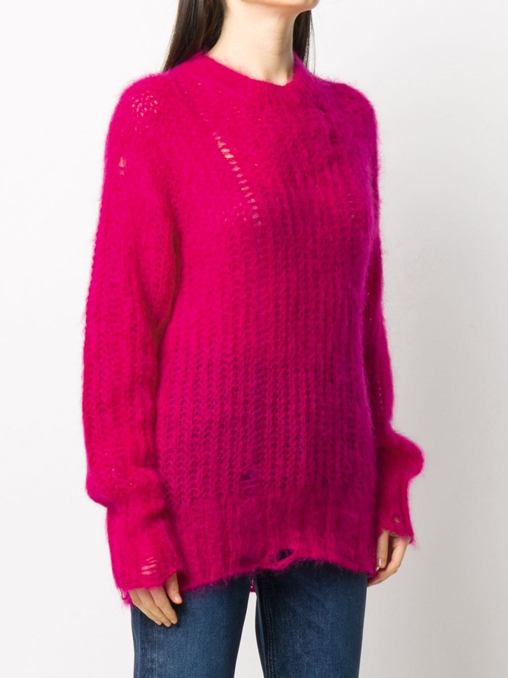 distressed-effect knitted jumper - 3