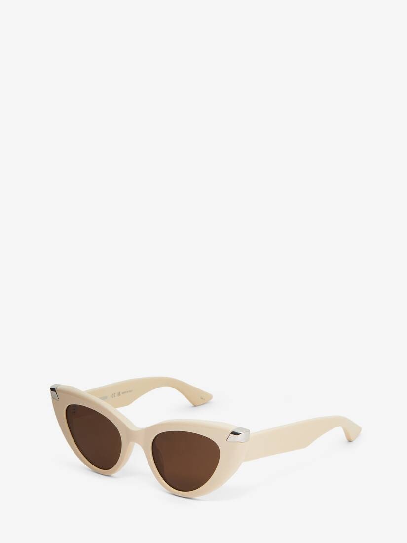 Women's Punk Rivet Cat-eye Sunglasses in Ivory - 2