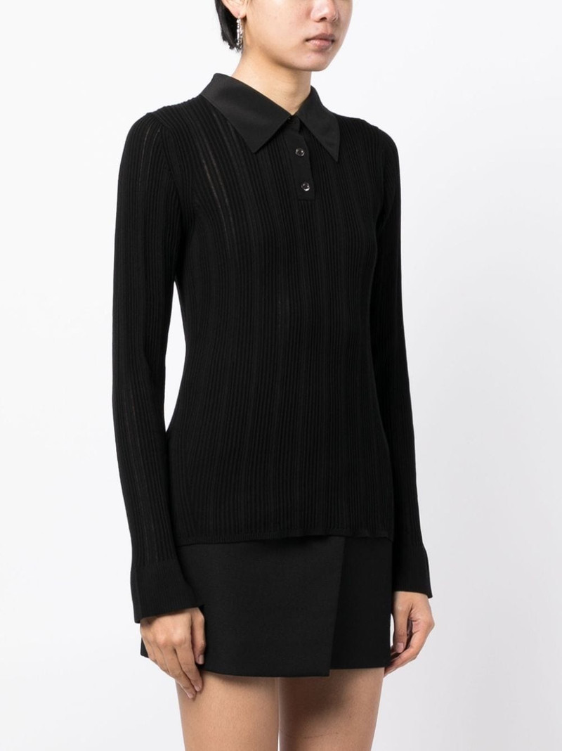 Variegated ribbed-knit polo top 3