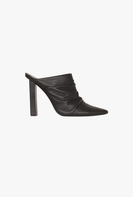 Black draped leather Ulla mules - 1