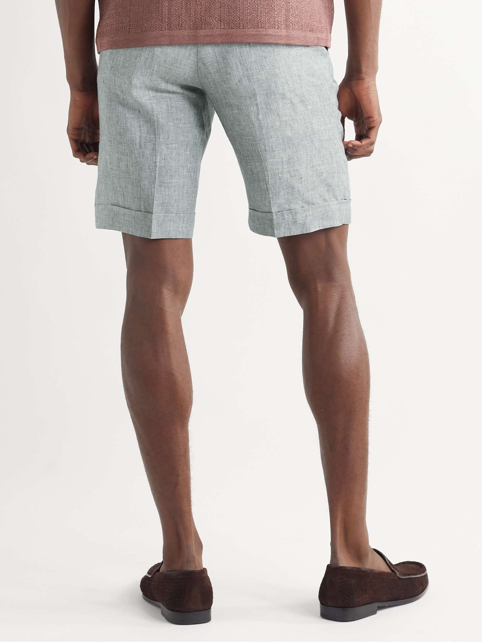 Tropical Slim-Fit Slub Linen Shorts - 4