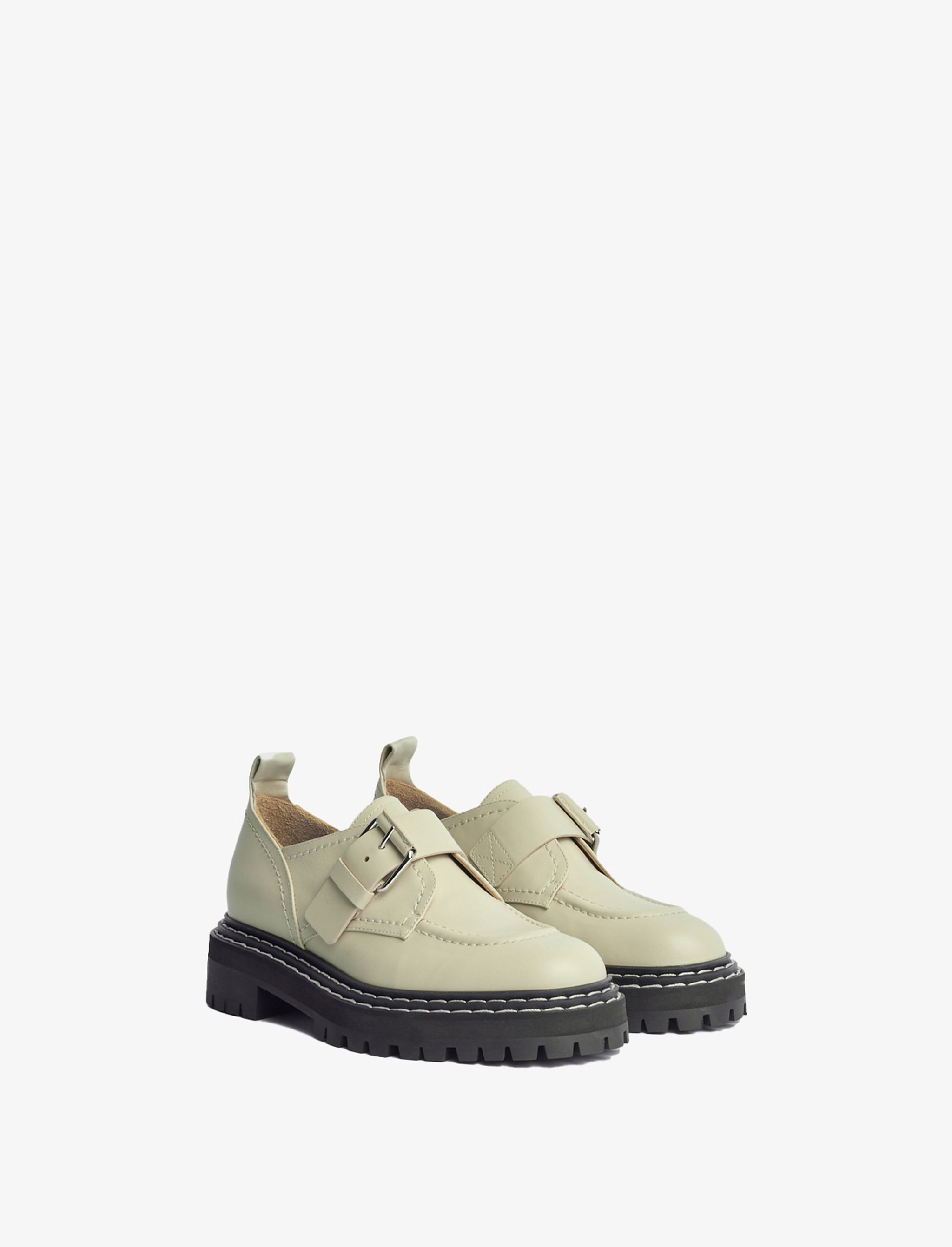 Lug Sole Buckle Oxfords - 2