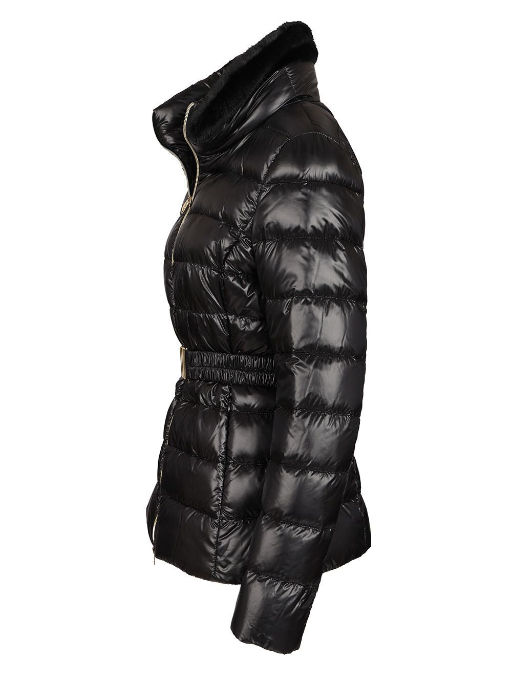 Shniy Padded Down Jacket With Belt Coats Black - 3