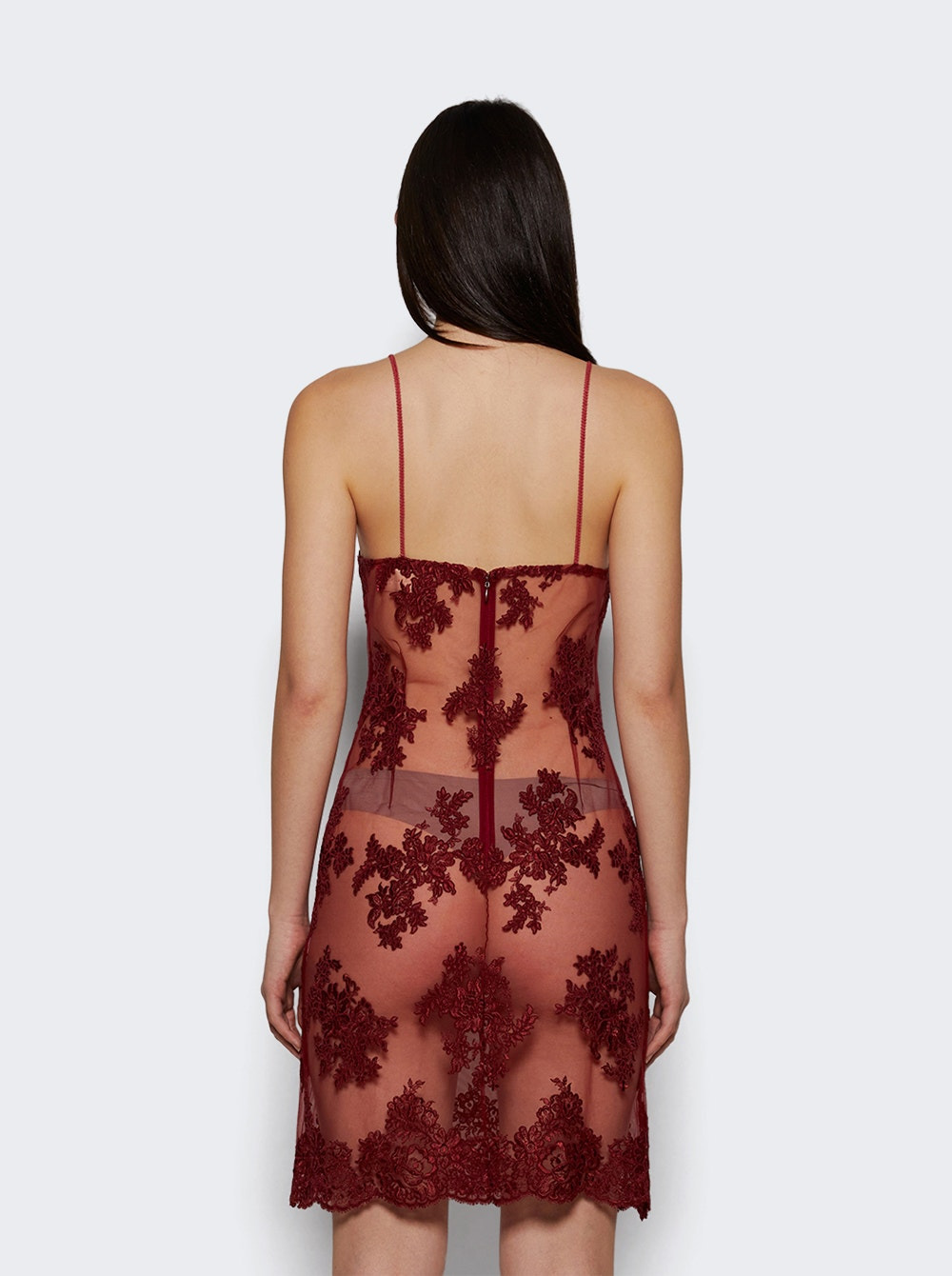 Lace Slip Dress Red - 4
