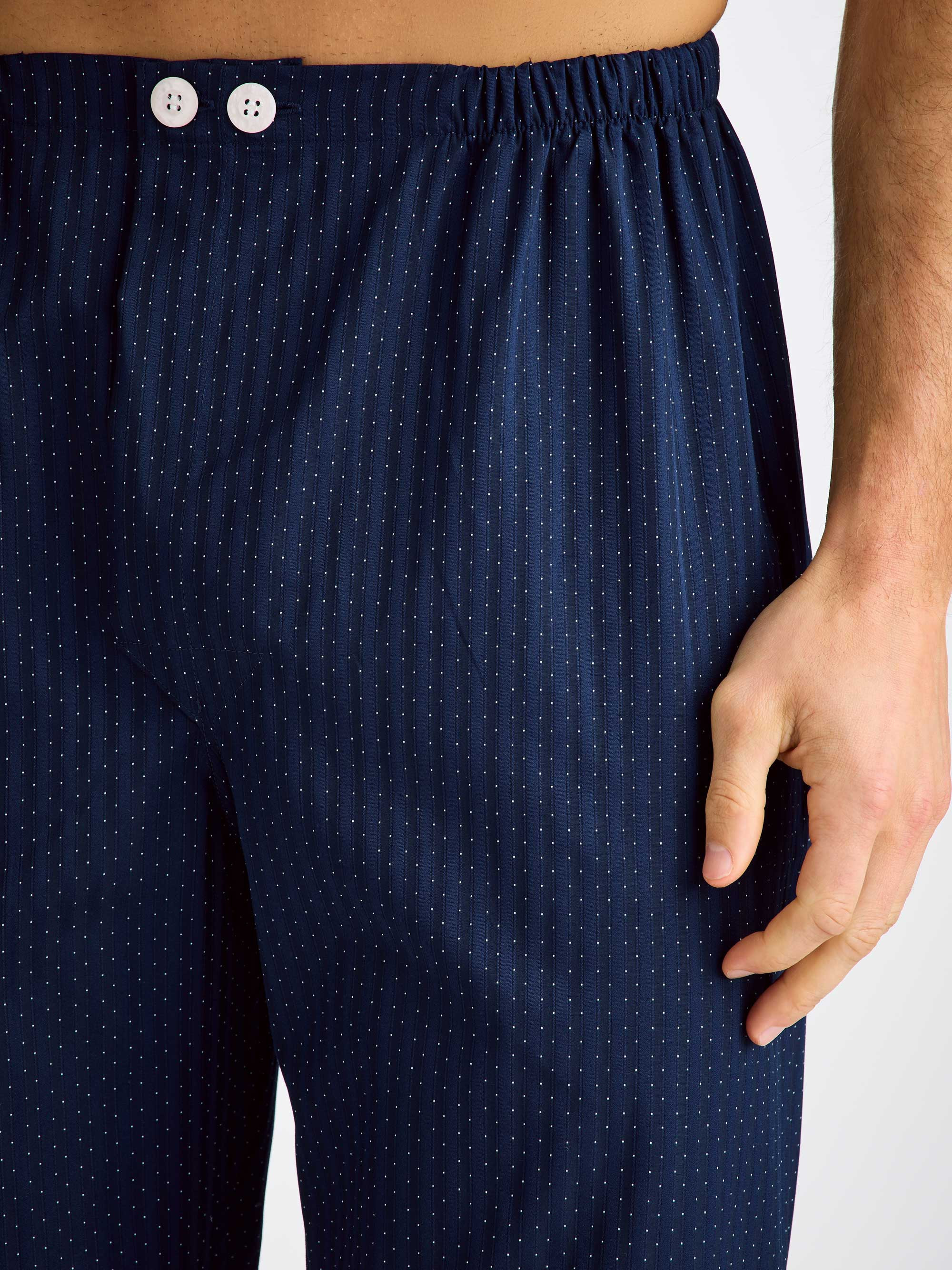 Men's Classic Fit Pyjamas Royal 40 Cotton Satin Navy - 7