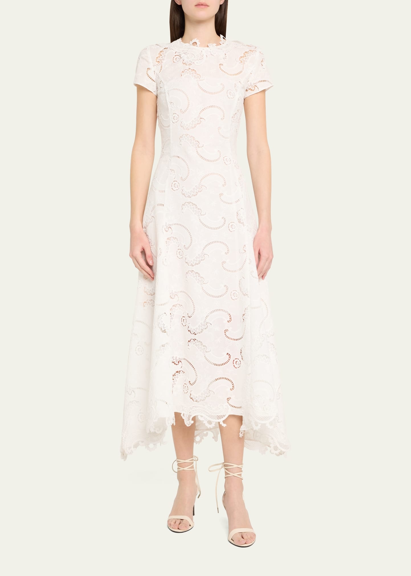 Scroll Guipure Lace High-Low Day Dress - 2