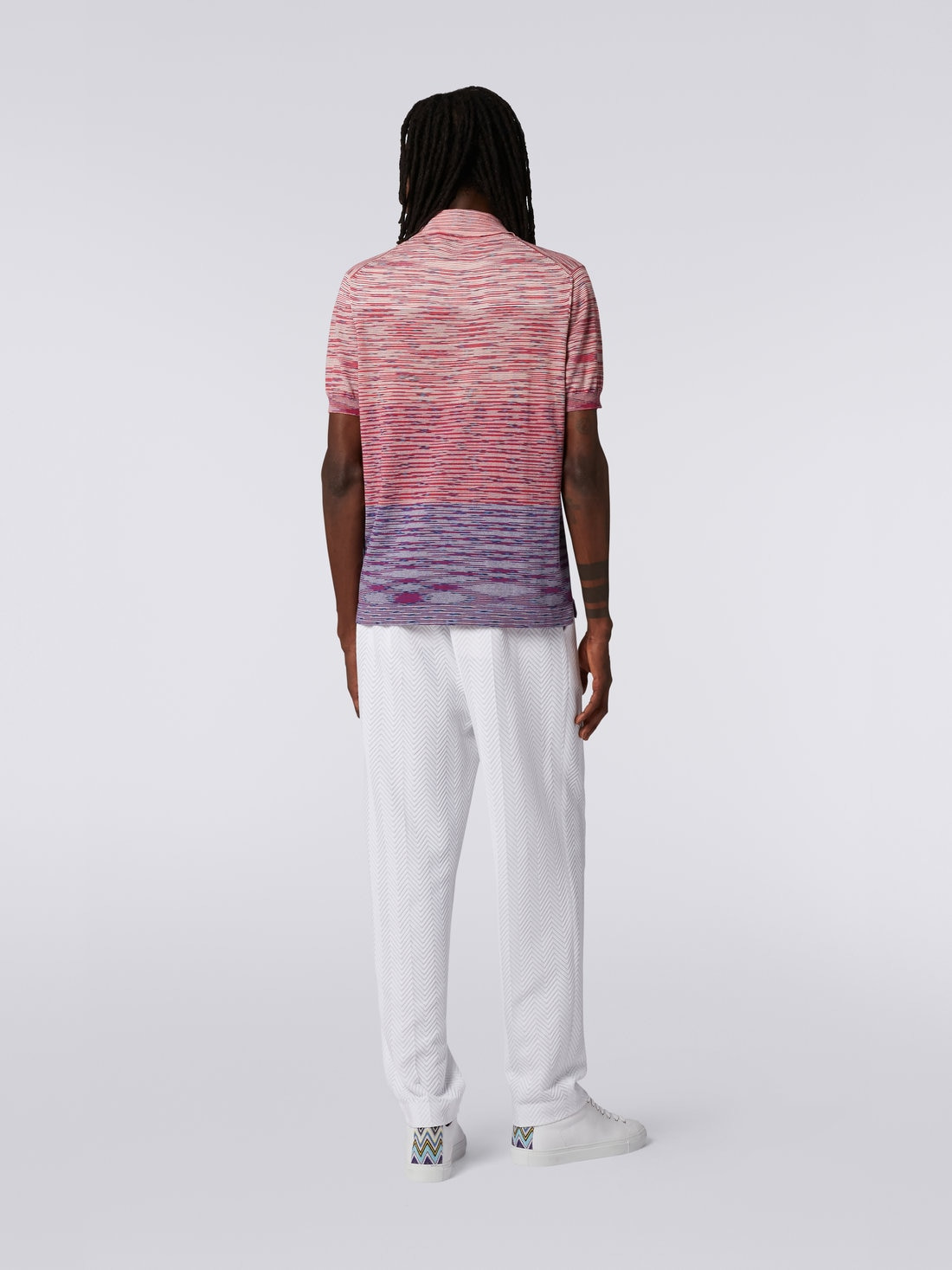 Dégradé striped cotton short-sleeved polo shirt - 4