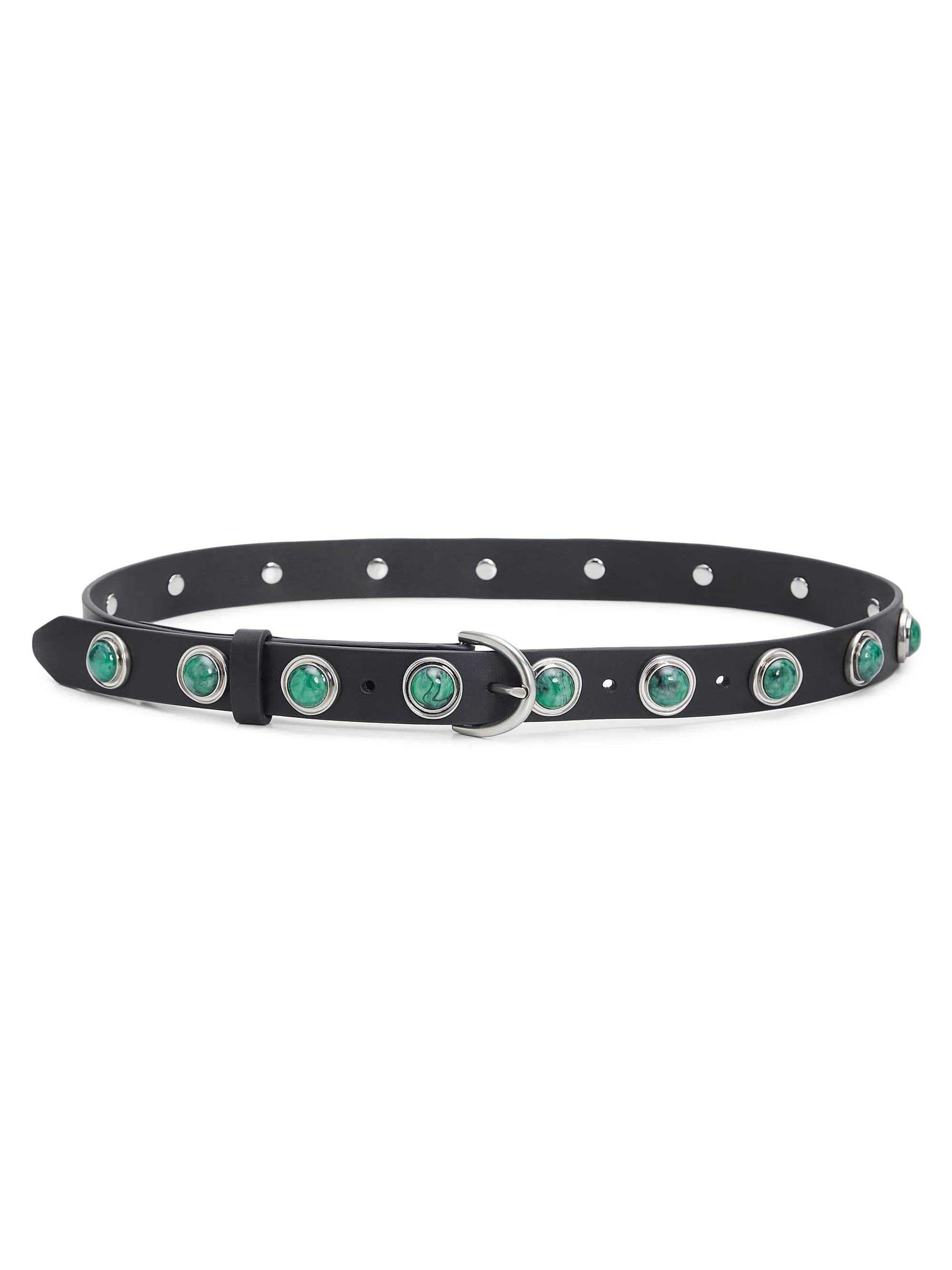 Women's Celia Stud Leather Belt - Black - 1