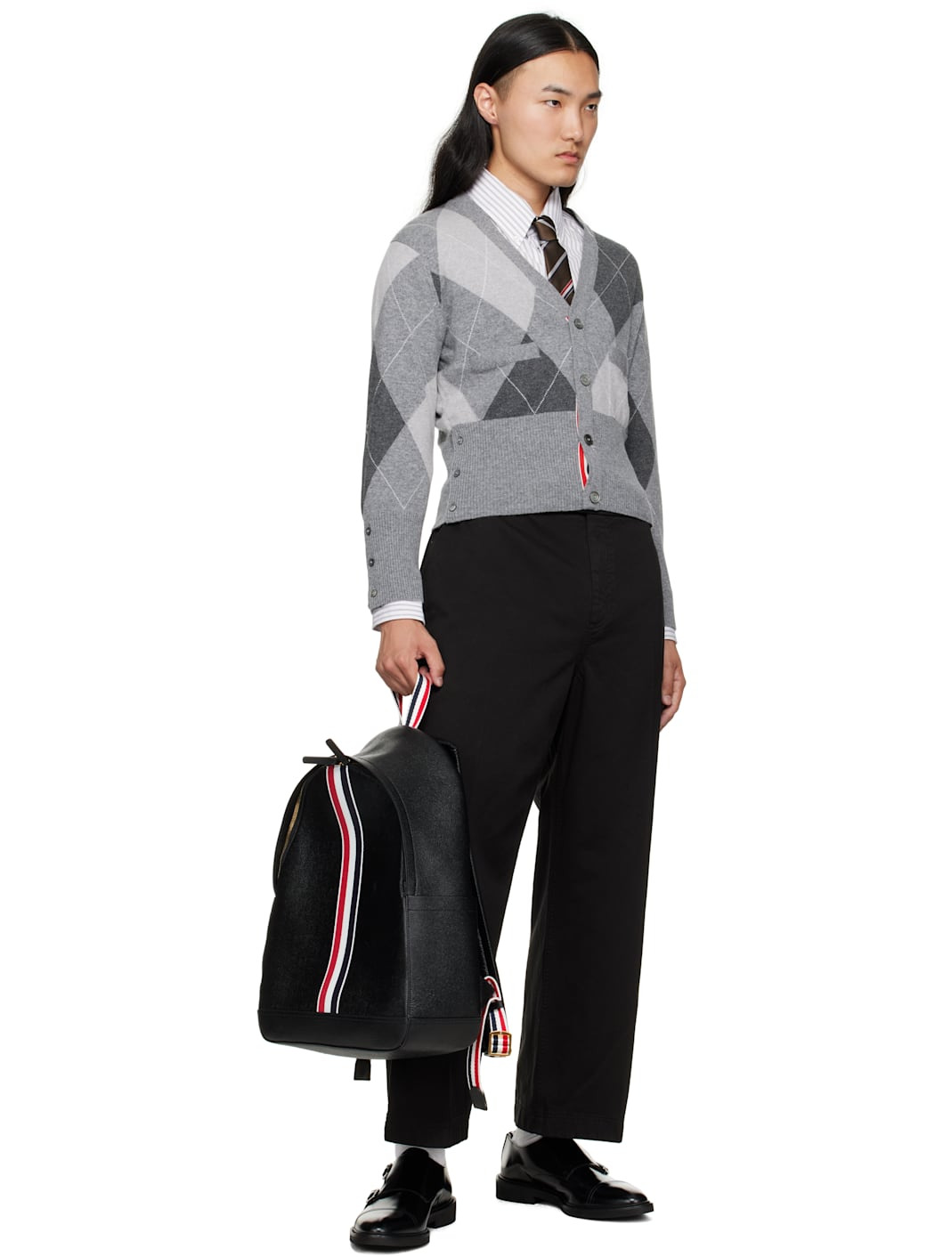 Black Pebble Grain RWB Stripe Backpack - 4