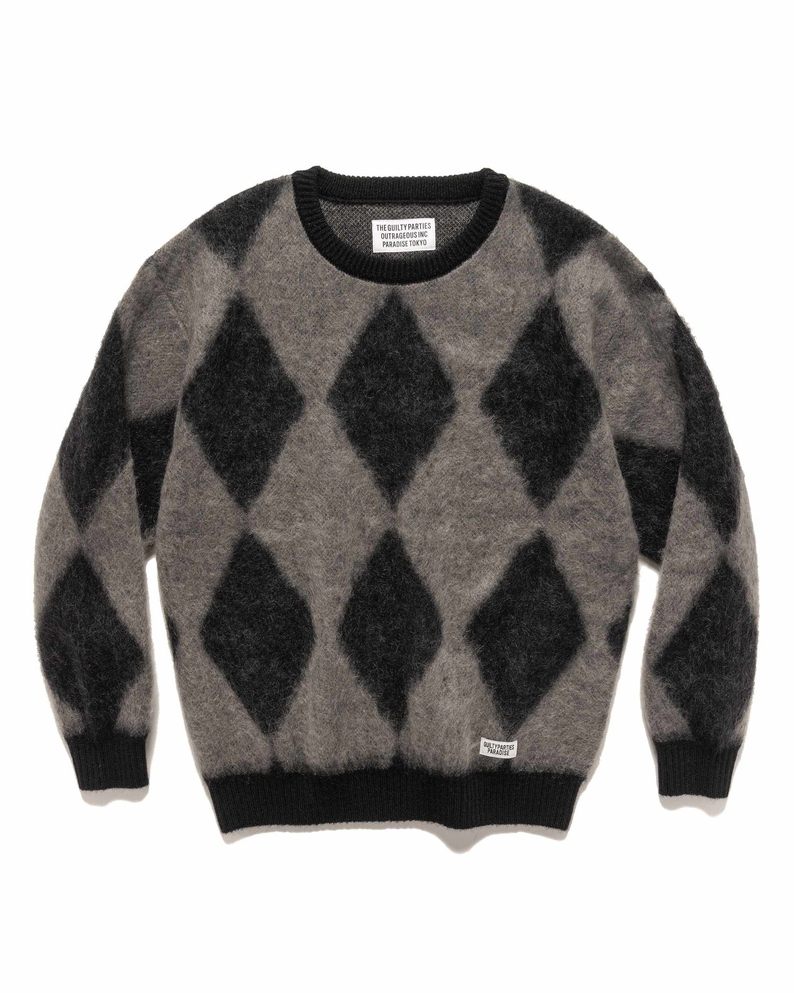 WACKO MARIA Diamond Mohair Crew Neck Sweater Grey