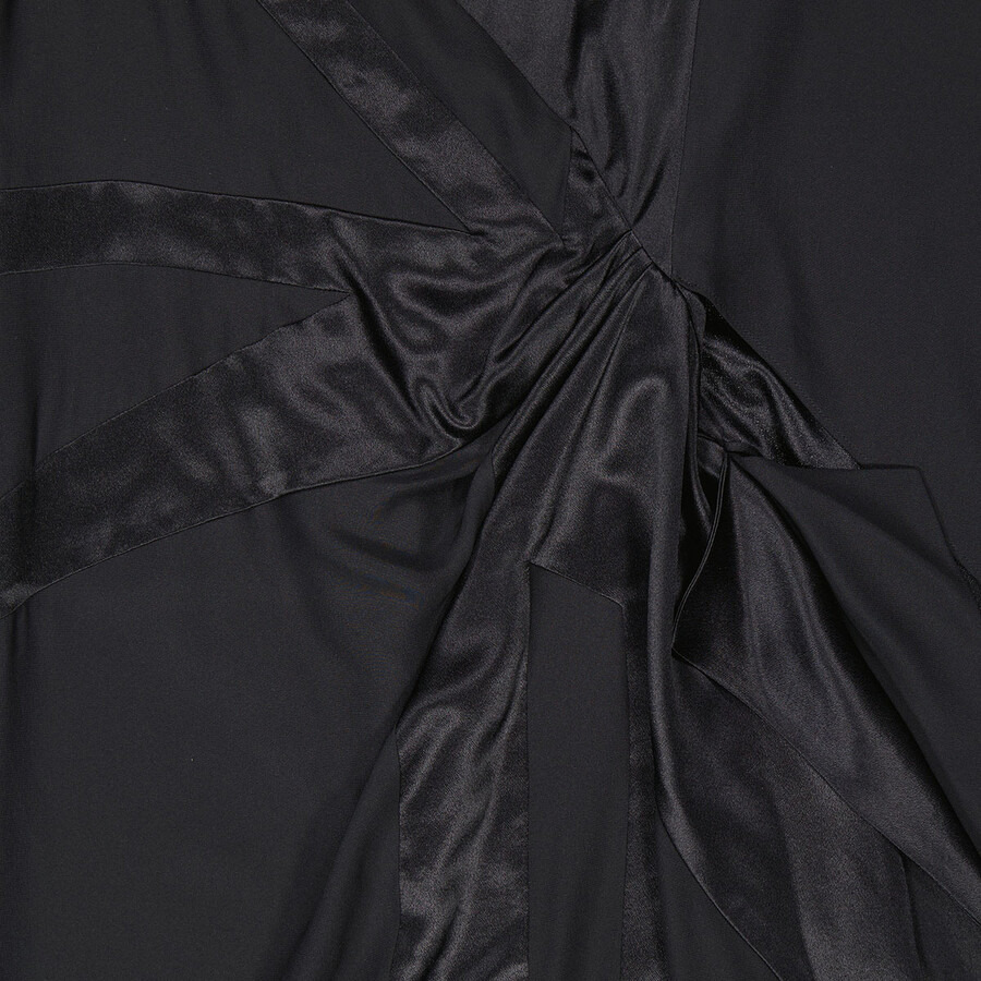 Burberry Ladies Black Flag Intarsia Asymmetrical Silk Dress - 2