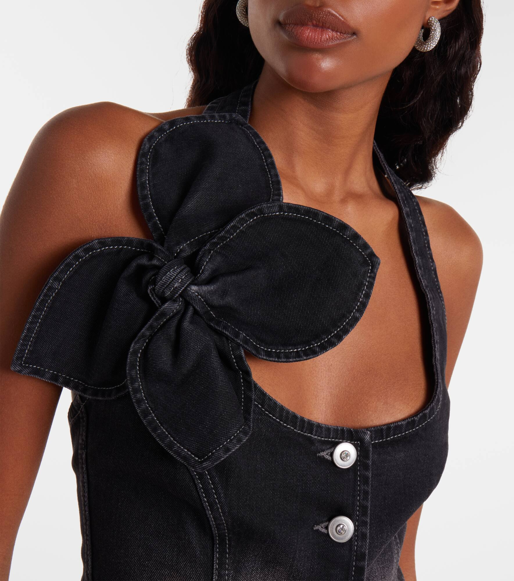 Bow-detail denim top - 4
