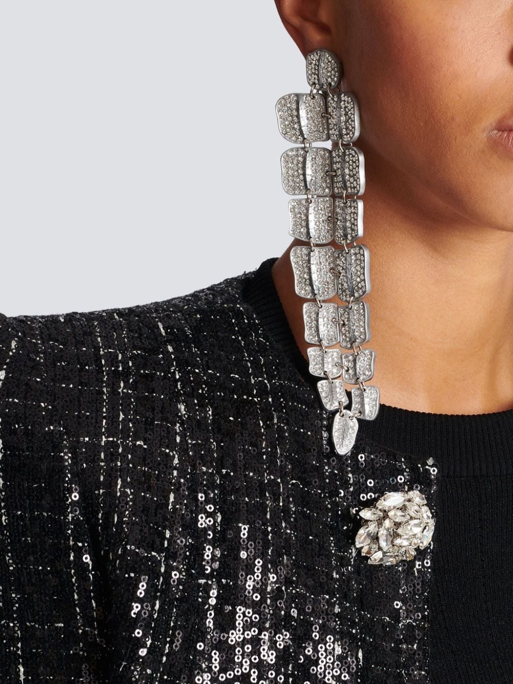 crystal-embellished drop earrings - 2