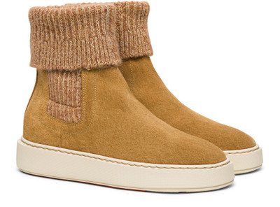 Santoni Fabric and suede slip-on ankle boots outlook