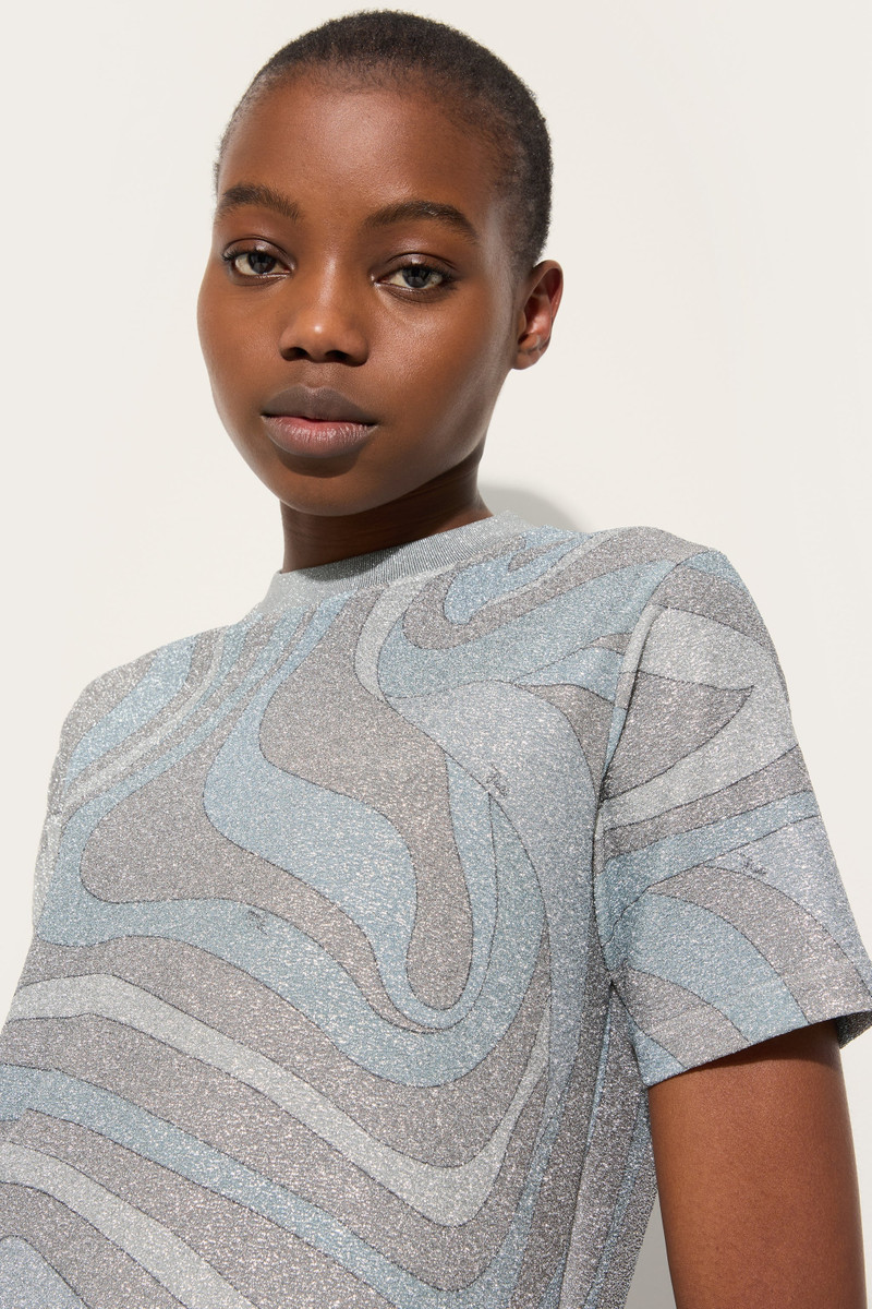 MARMO PRINT JERSEY LAMÉ T-SHIRT 5