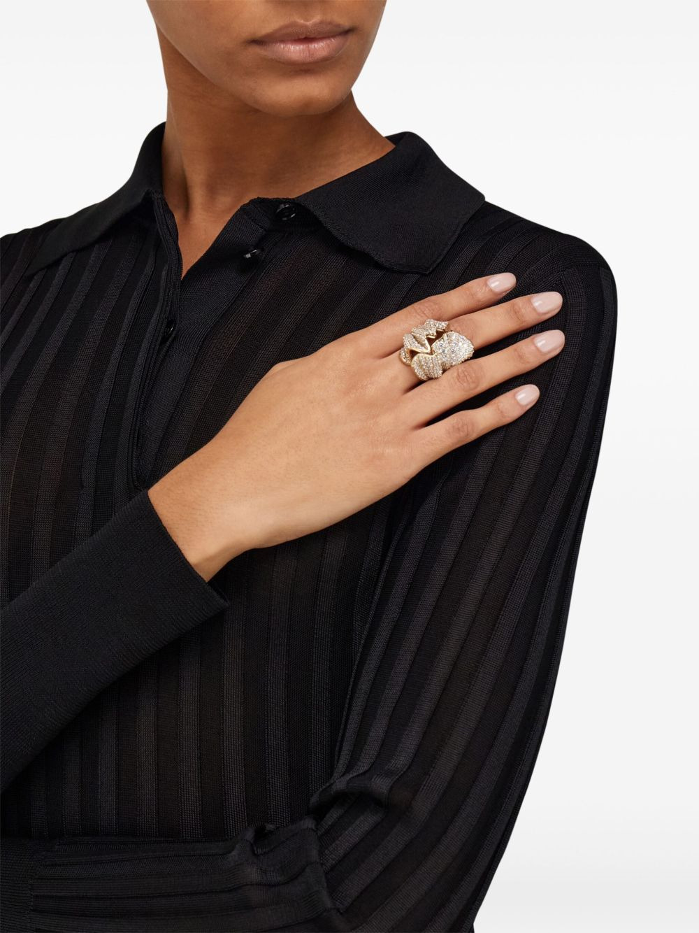 crystal-embellished ring - 2