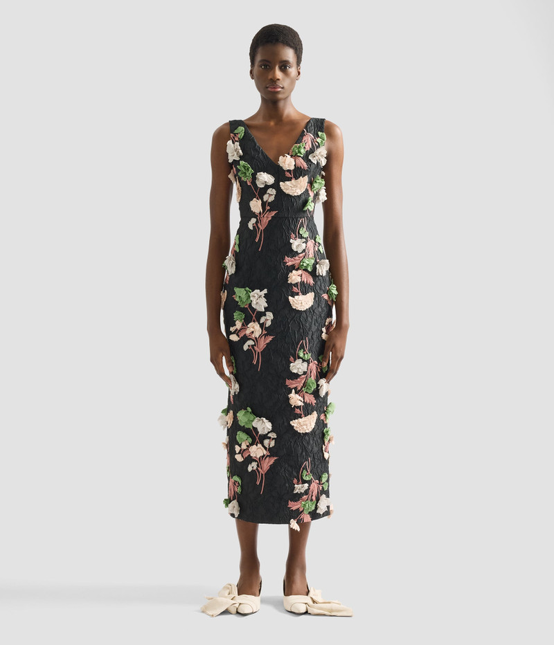 FLORAL EMBROIDERED CLOQUE SLEEVELESS MIDI DRESS 5