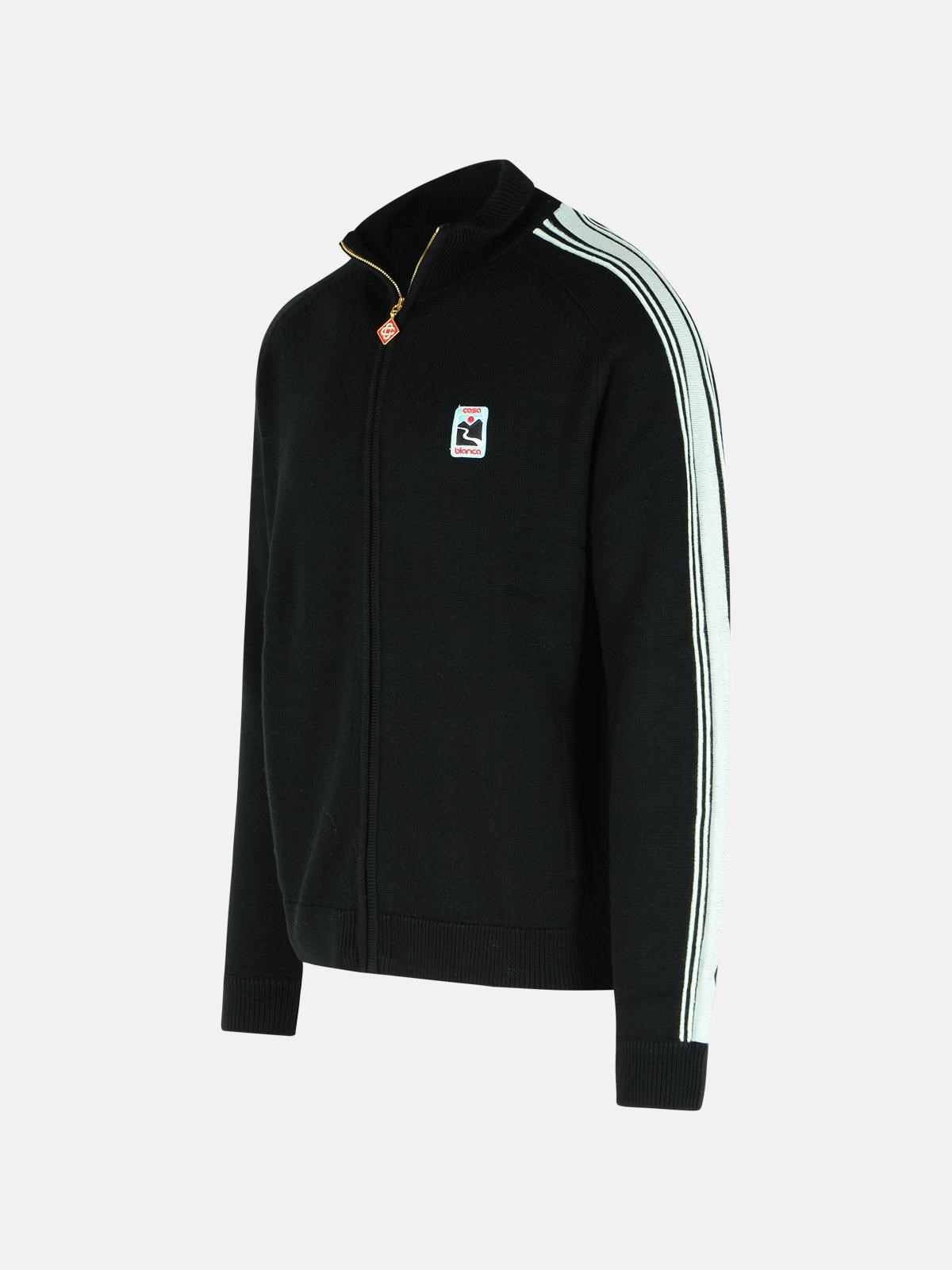 BLACK MERINO WOOL SWEATSHIRT - 2