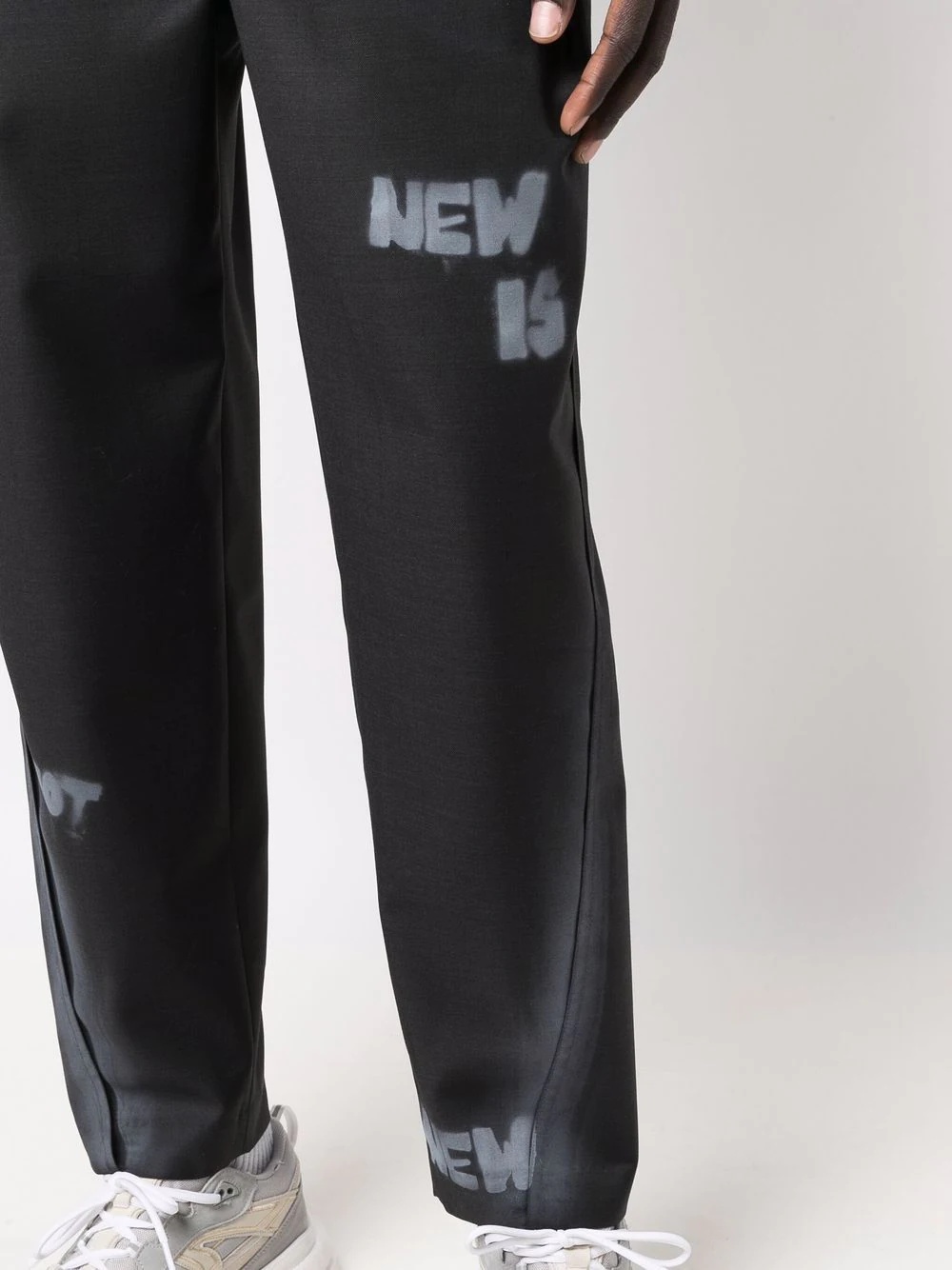 slogan print straight-leg trousers - 6