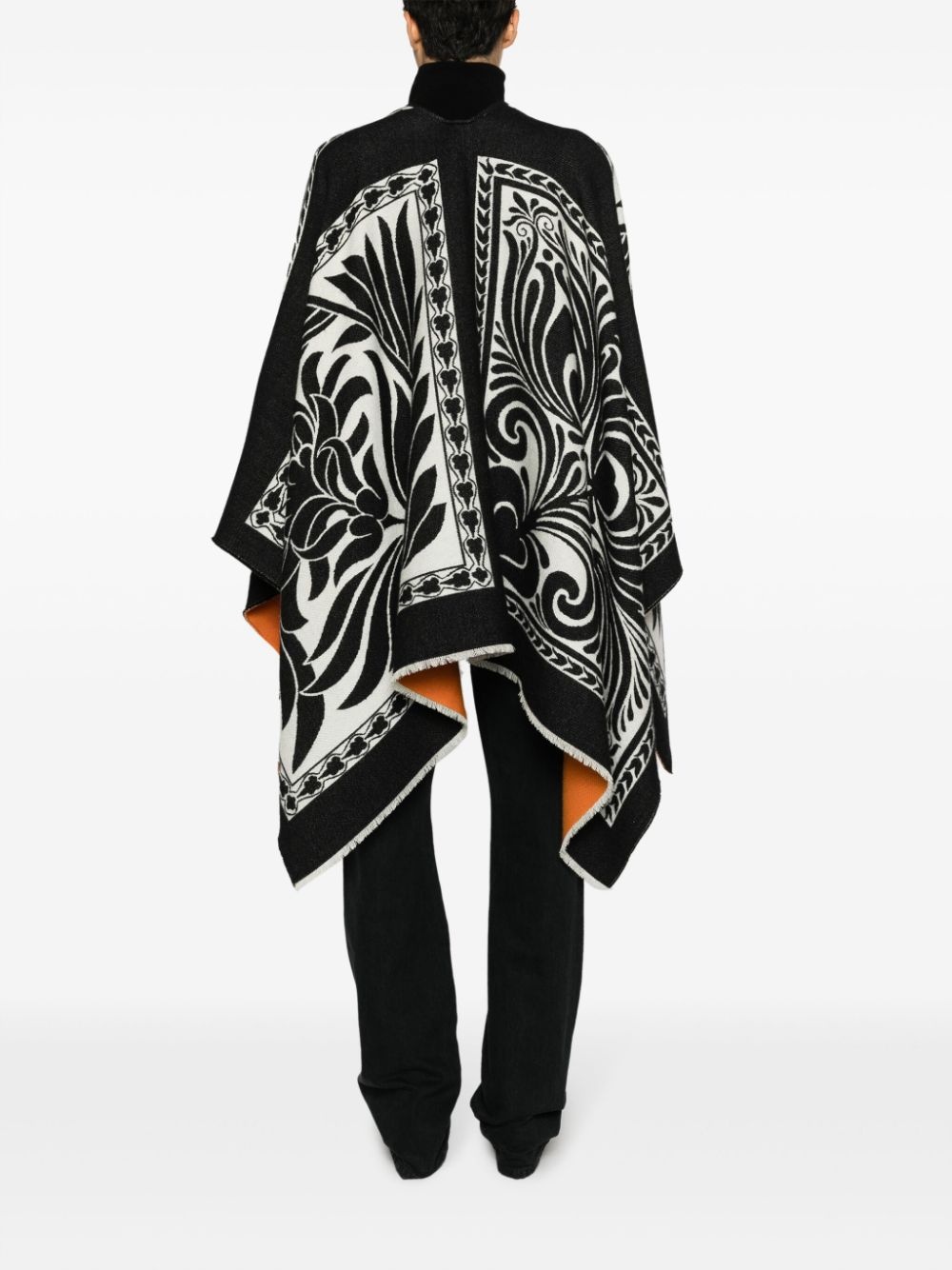 Reversible felted wool blend poncho - 4