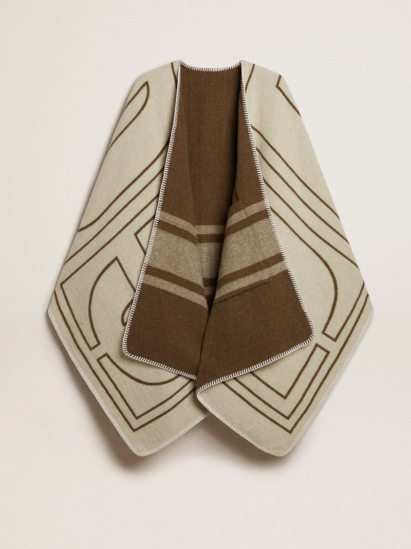 Double-sided cape in military-green wool blend 8