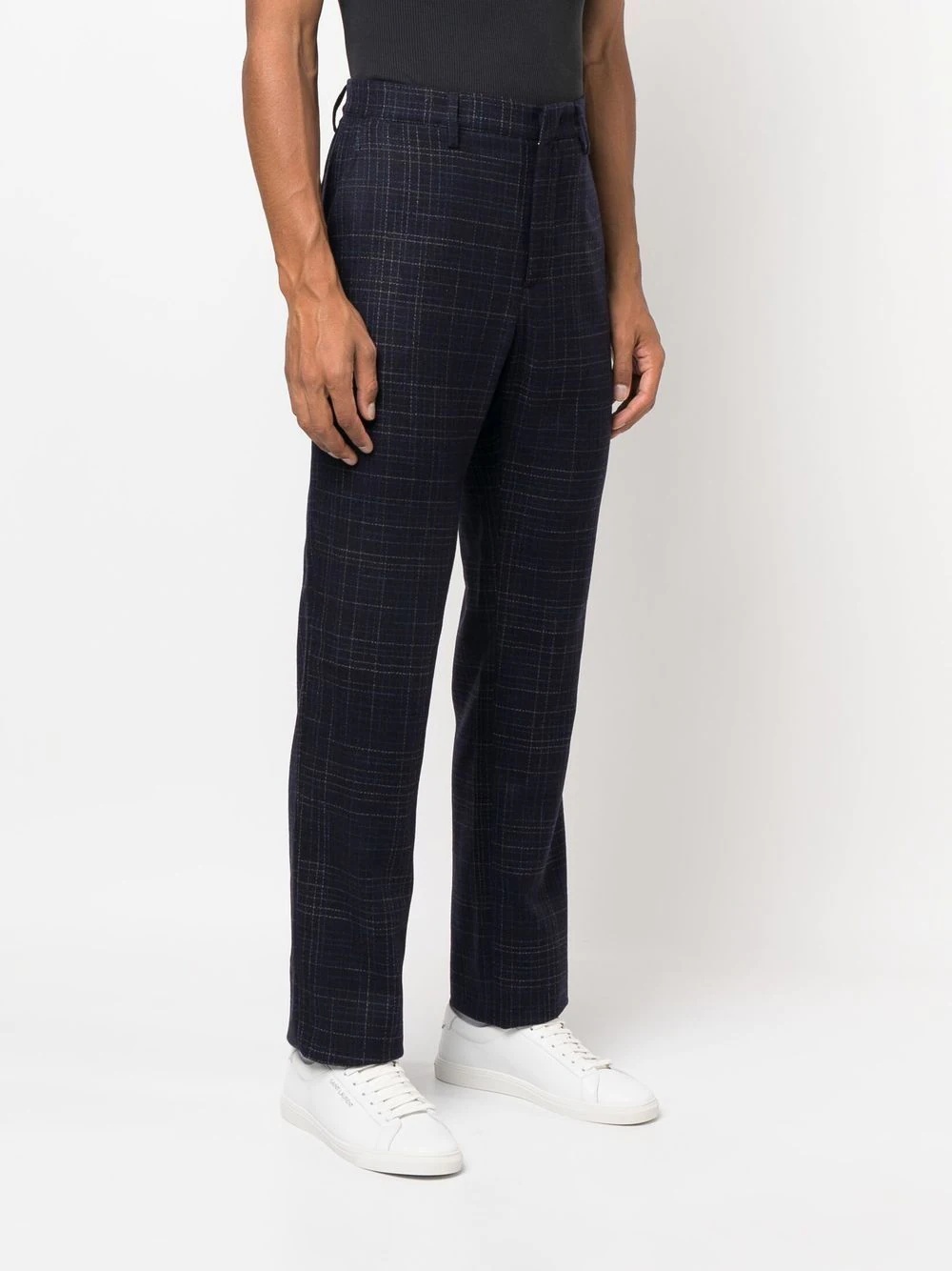 checked straight-leg trousers - 3