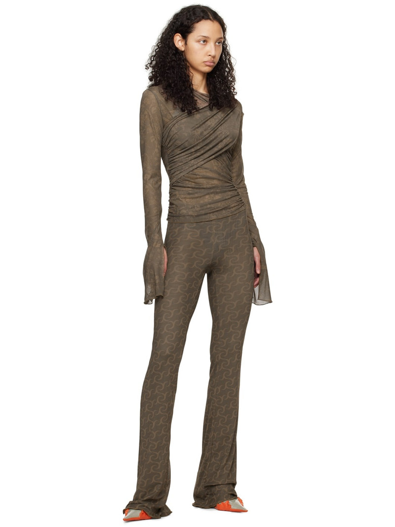 JADE CROPPER Khaki Draped Long Sleeve T-Shirt outlook