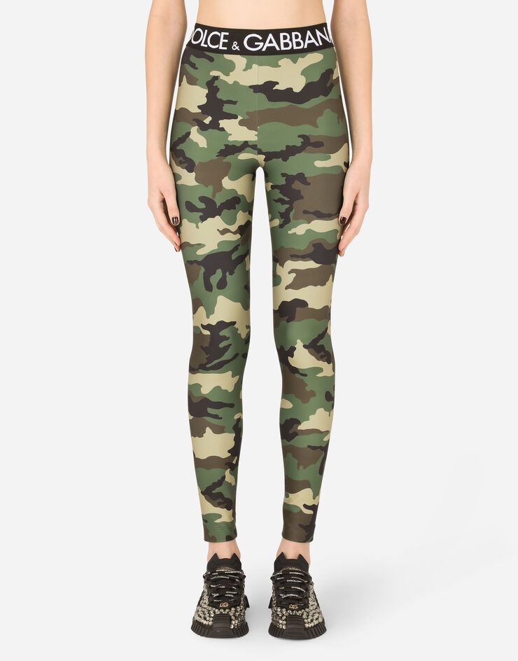 Camouflage-print jersey leggings - 1