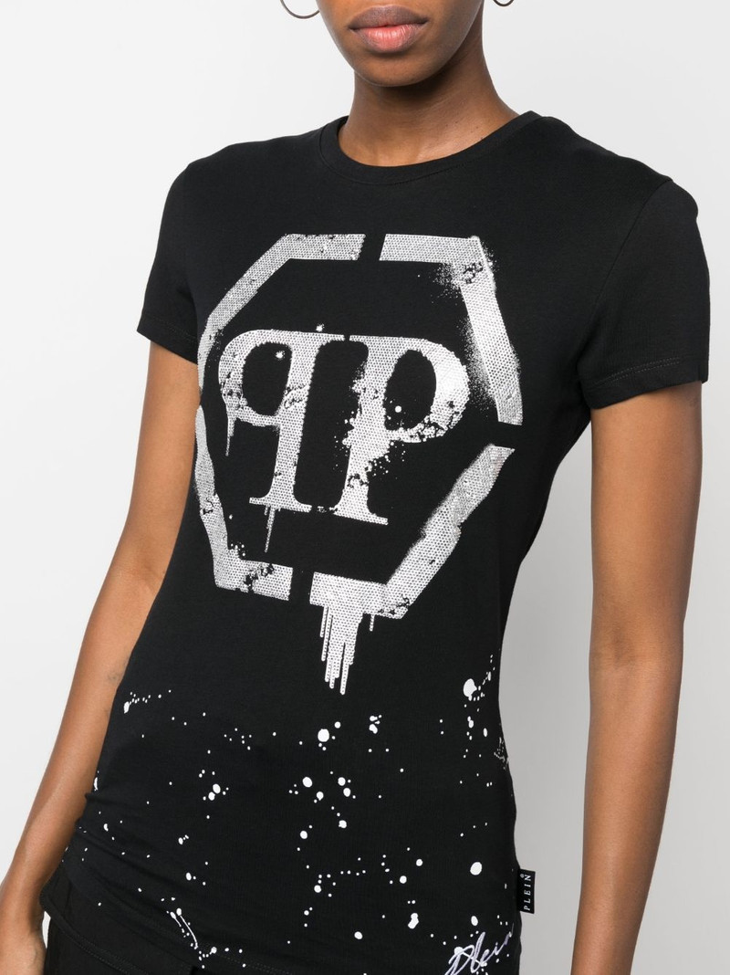 crystal-embellished logo T-shirt 5