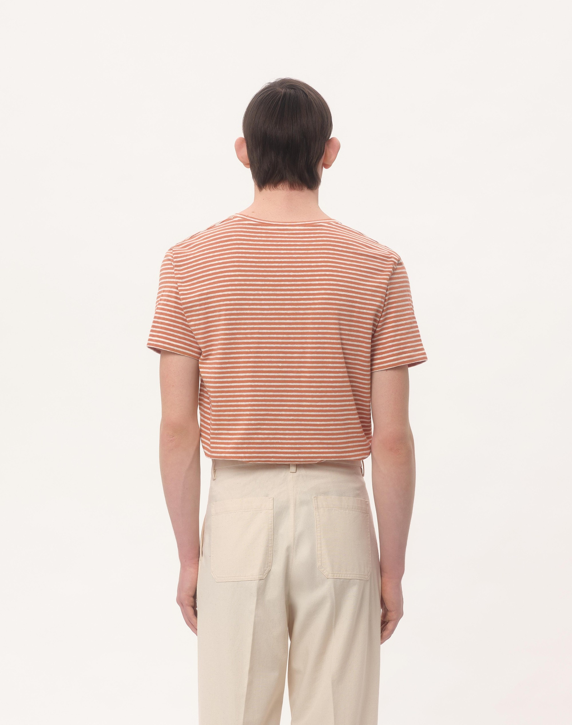 STRIPED COTTON T-SHIRT WITH CHEZ VALENTINO PRINT - 8