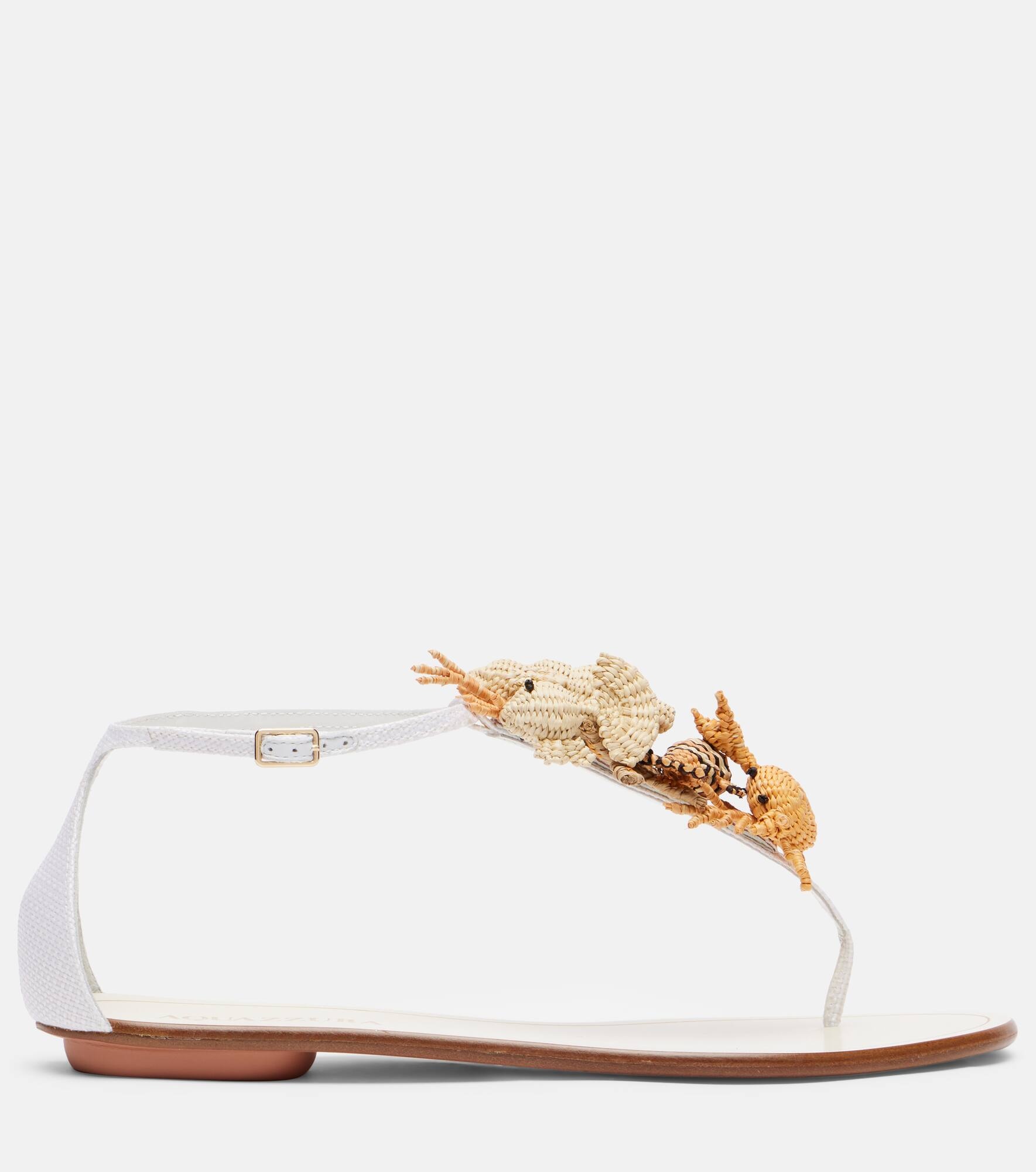 Marea raffia and leather thong sandals - 4