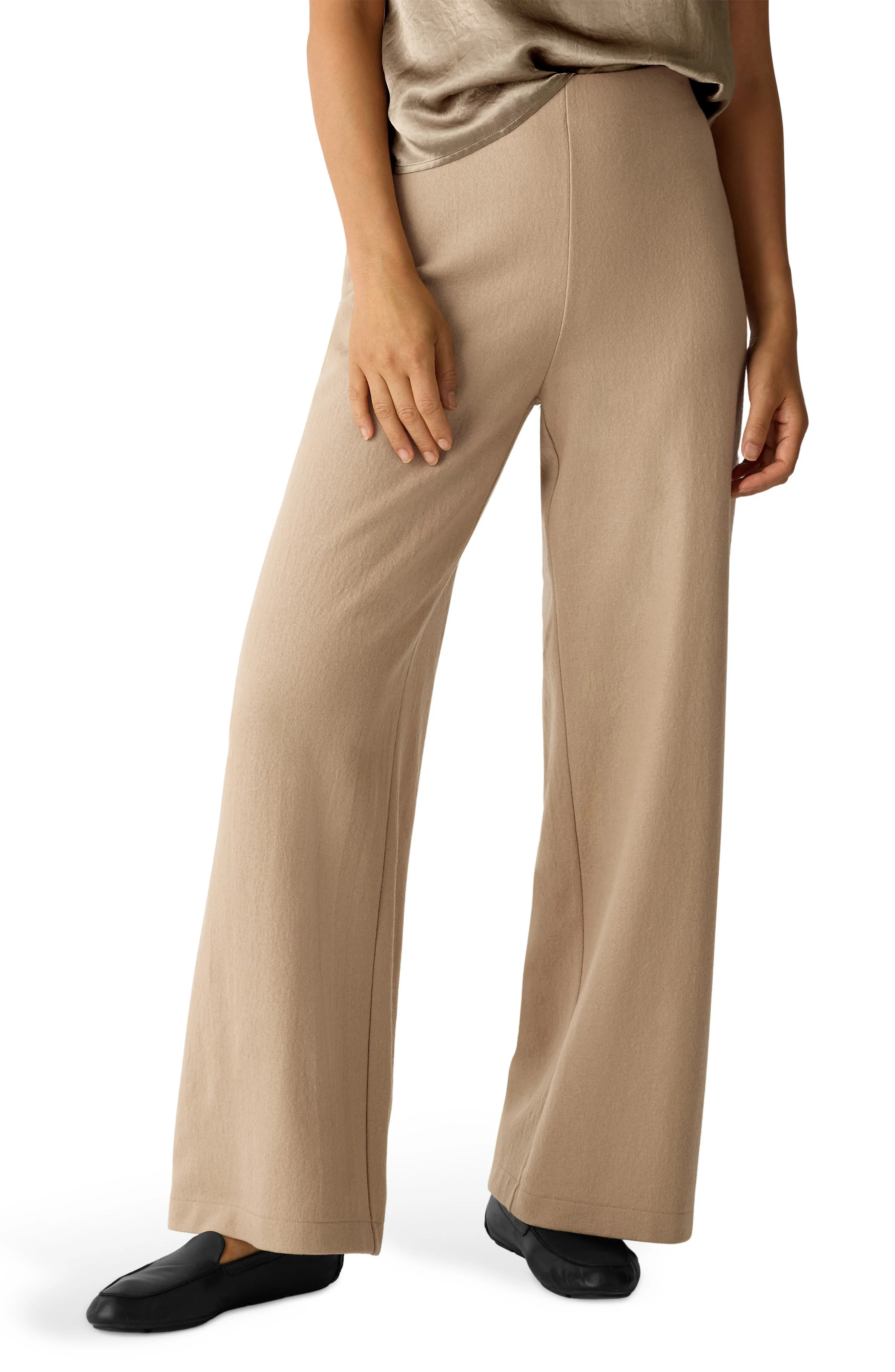 Eileen Fisher Wool Wide Leg Pants in Biscuit at Nordstrom - 1
