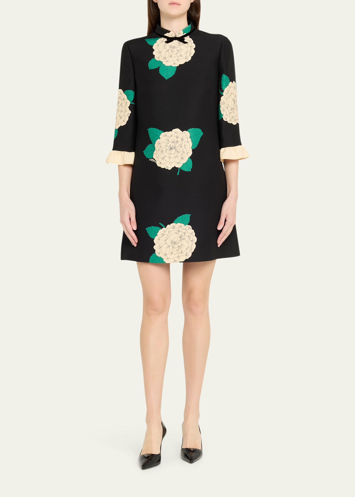 Apres Lhiver Macro Ortensia Mini Dress with Bow - 2