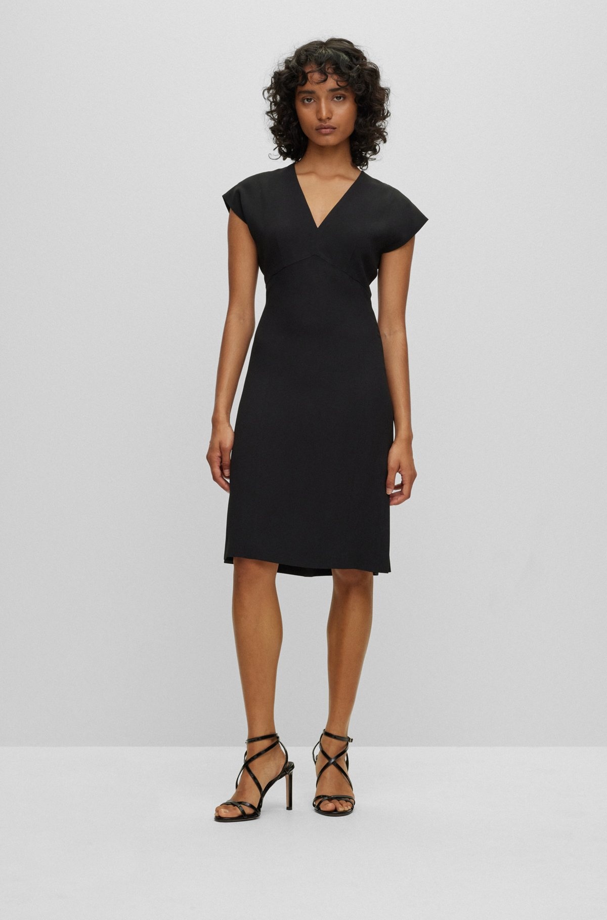 SLIM-FIT V-NECK DRESS WITH CAP SLEEVES - 3