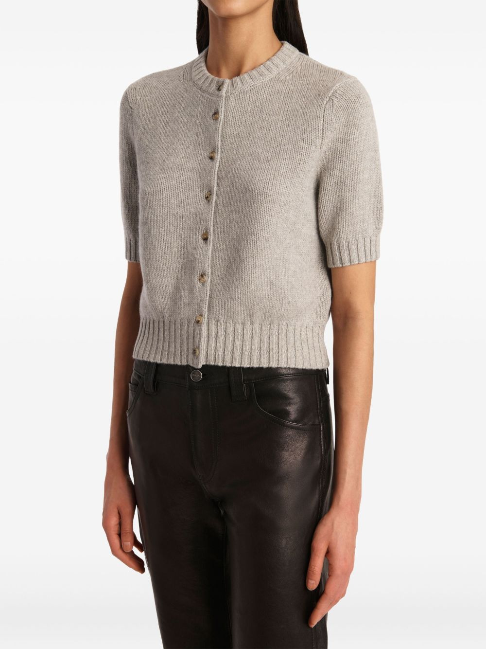 short-sleeve button-up cardigan - 4