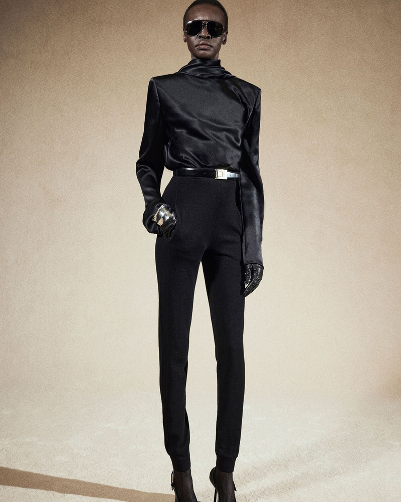 SAINT LAURENT cowl-back blouse in silk satin outlook