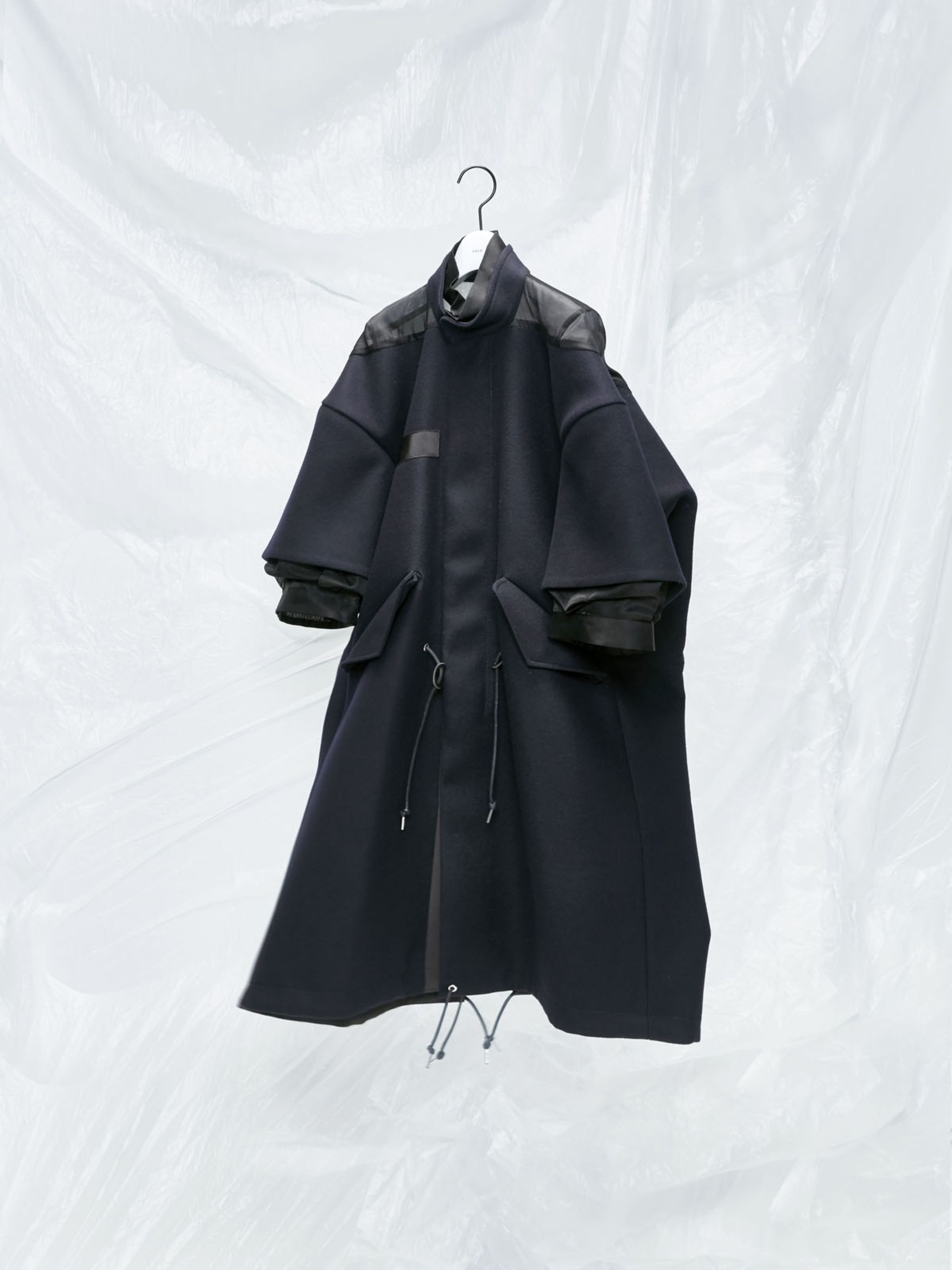 Wool Melton x Silk Organdy Coat Dress - 2