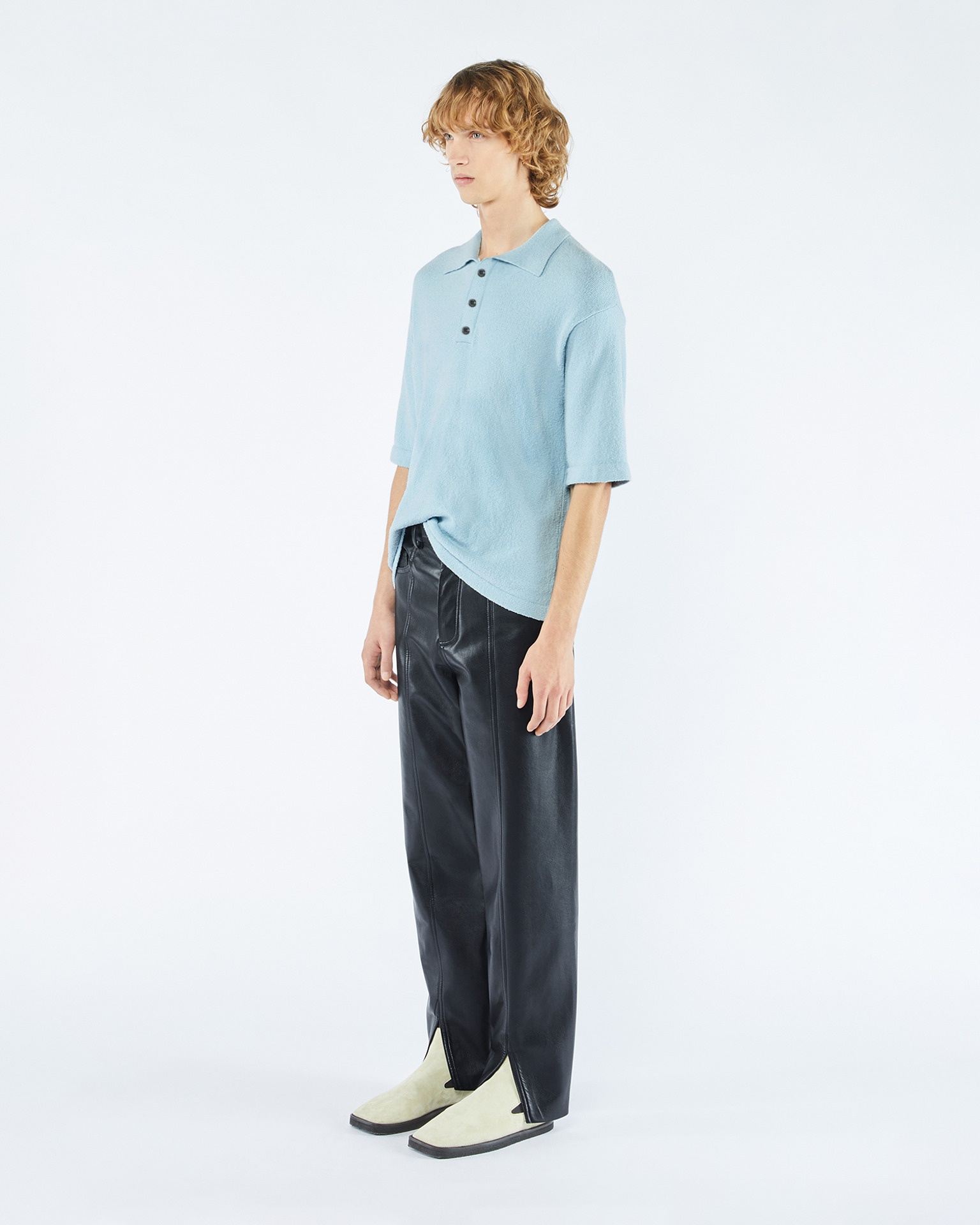 TIBES - Split-hem regenerated leather pants - Black - 3