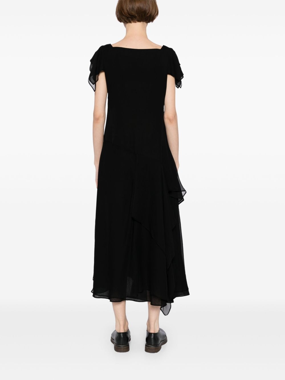 draped square-neck dress - 4