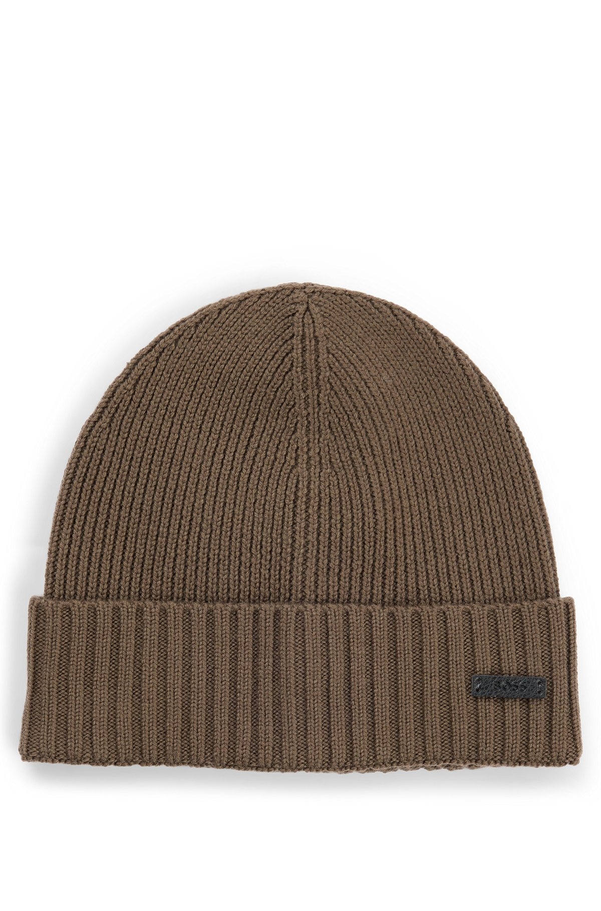 RIBBED BEANIE HAT IN MERINO WOOL - 1